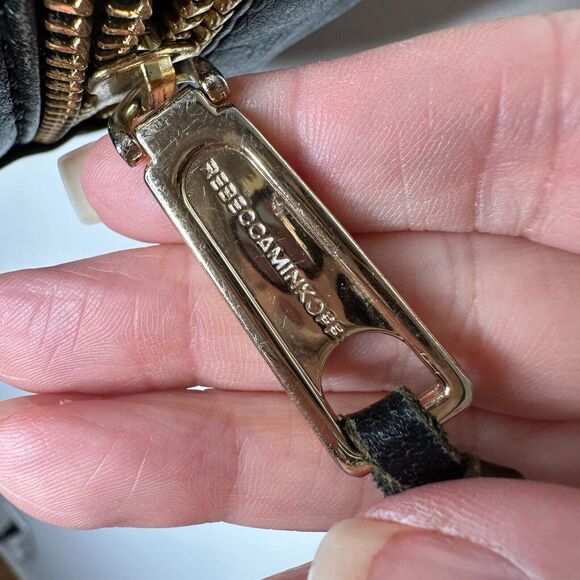 Rebecca Minkoff Black Leather Shoulder Bag Purse with Gold Hardware Chain Strap - Picture 5 of 16